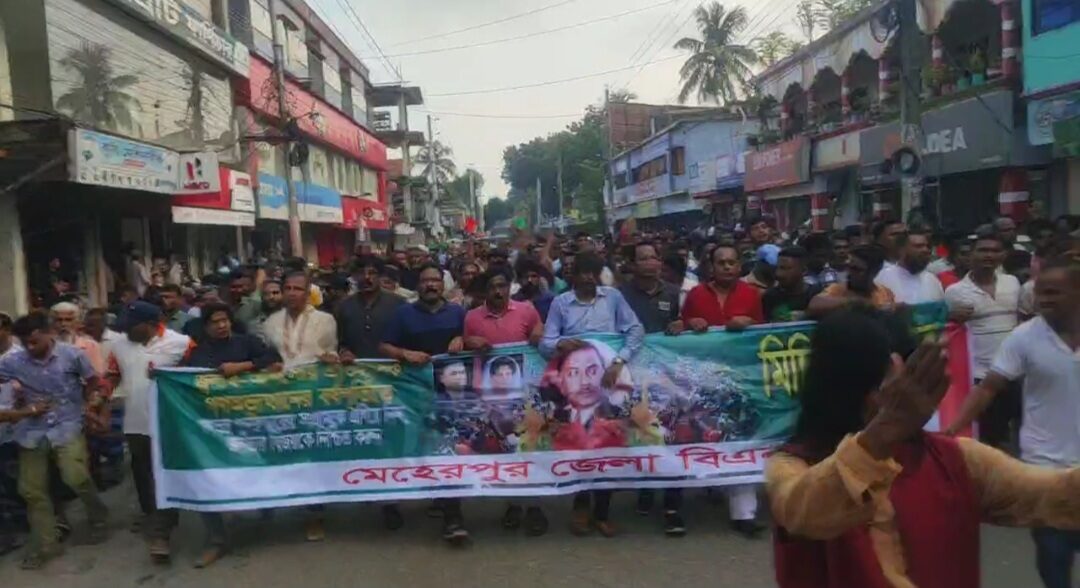 মেহেরপুর জেলা বিএনপির গণ মিছিল ও সমাবেশ